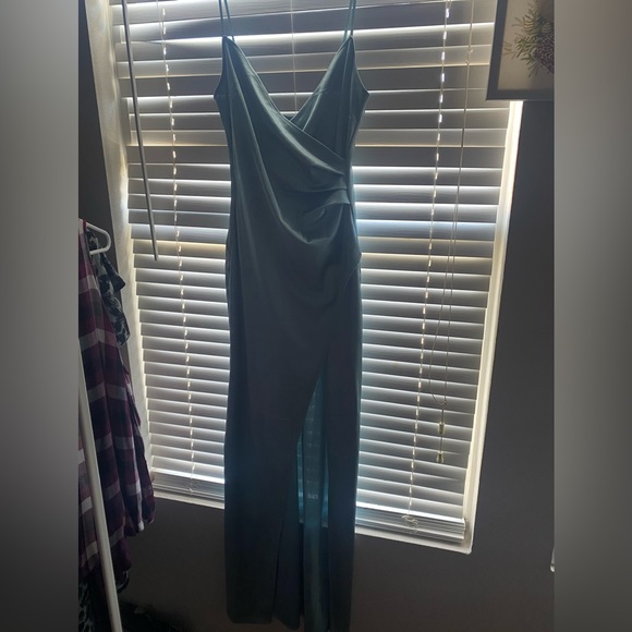 Blue silk dress - Picture 3 of 4